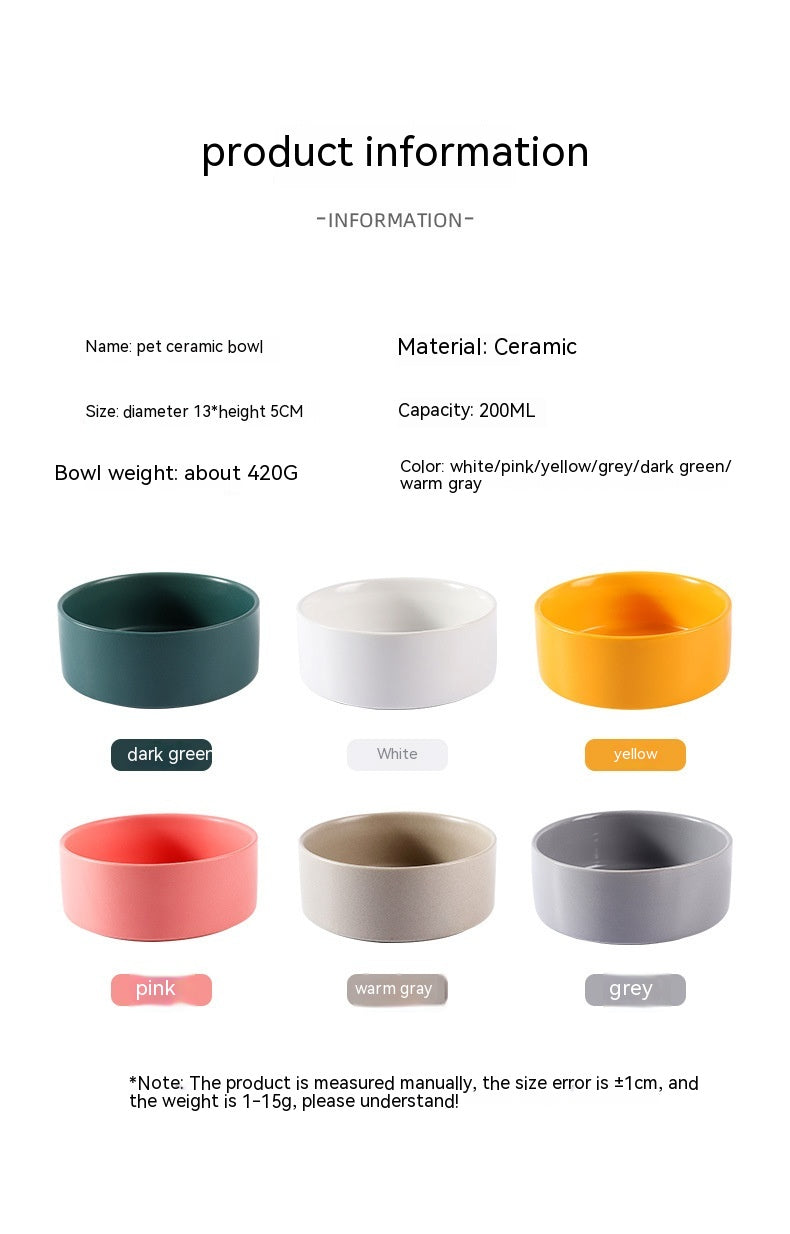 Simple Style Ceramic Pet Bowl